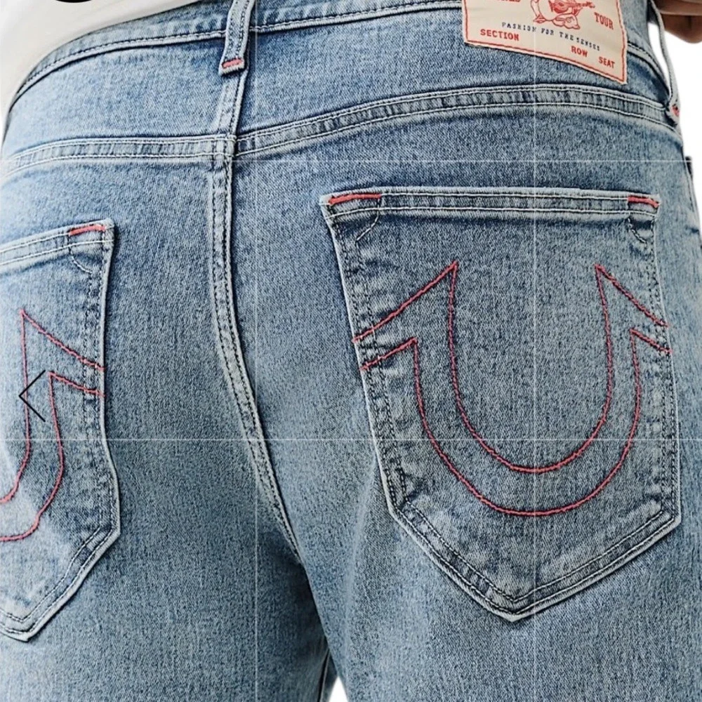 NEW TRUE‎ RELIGION Ricky Straight Jean Light Delightful Wash Relaxed Size 32 x34